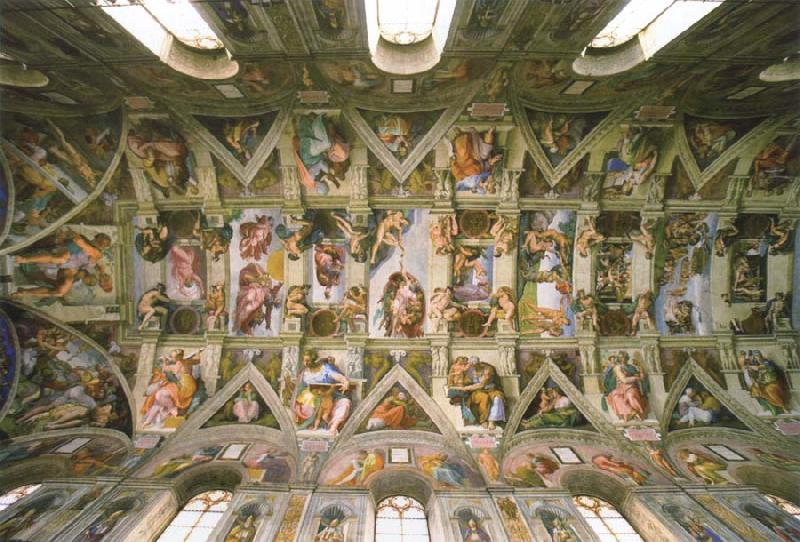 Michelangelo Buonarroti the sistine chapel ceiling oil painting picture